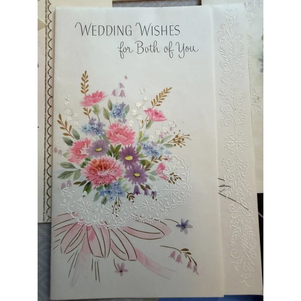 Lot of 33 Vintage Wedding Greeting Cards Used June 1965 Graphic Embossed Glitter